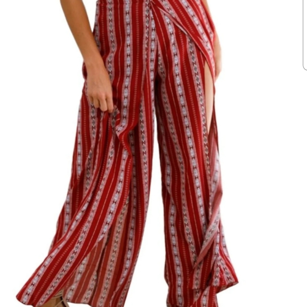 Bohemian Striped Wide Leg Pants